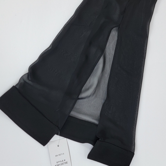 MSK Black Long Sheer Spit Sleeve Cocktail Special Occasion Shift Dress Sz L NEW - Picture 6 of 12